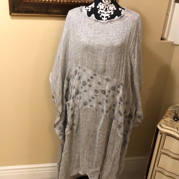 Mastro Moda made in Italy boho long tunic for coverup, oversized natural look - Picture 2 of 12
